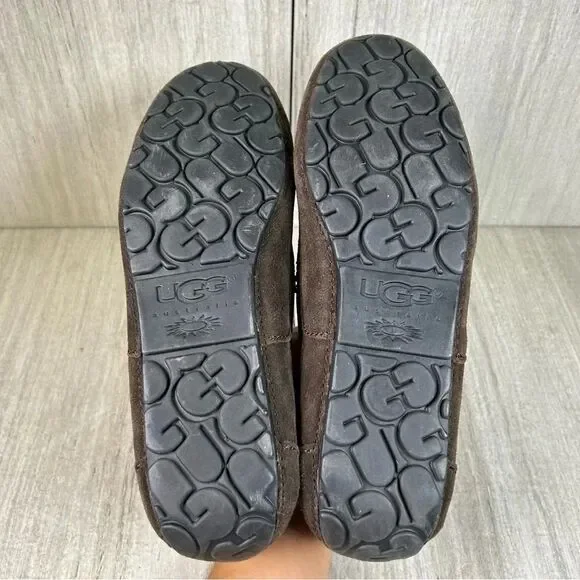 UGG Alder Espresso Brown Suede Leather Slip On Loafer Slipper Shoes Mens Size 9 - Picture 8 of 10